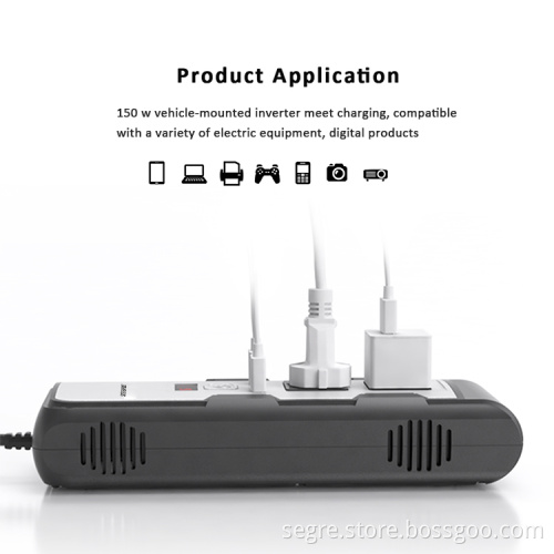 2017 Newest item factory direct sales row shape 150w 220v 110v car power inverter with dual AC socket dual usb ports